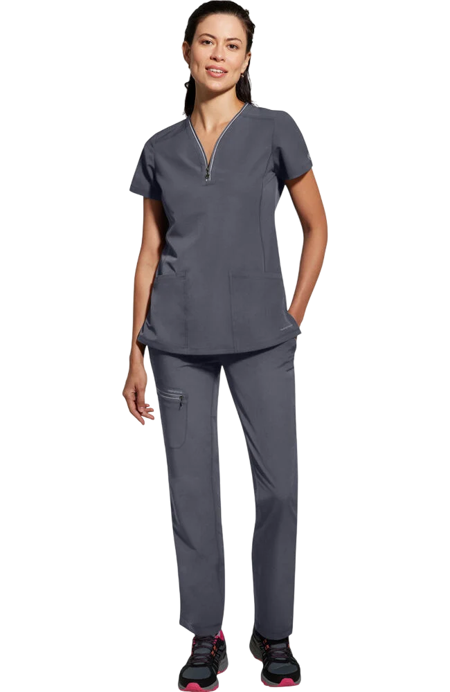 Women's Scrub Set: Sonia Zip Y-Neck Top & Nisha Knit Waistband Pant