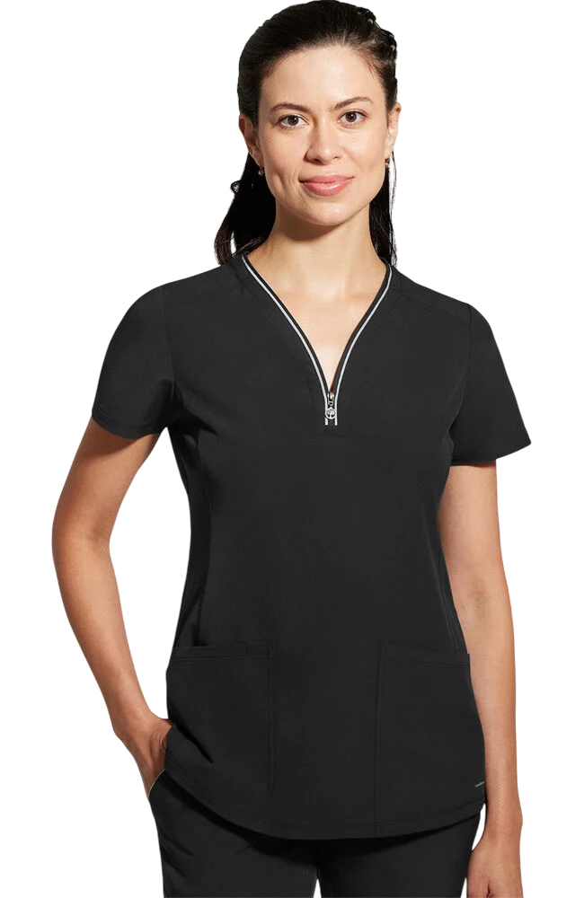 Women's Scrub Set: Sonia Zip Y-Neck Top & Nisha Knit Waistband Pant