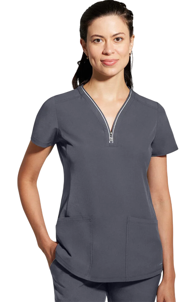 Women's Scrub Set: Sonia Zip Y-Neck Top & Nisha Knit Waistband Pant