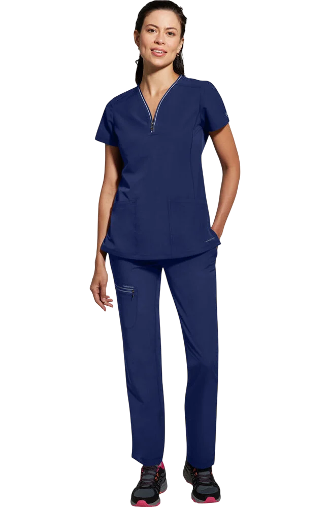 Women's Scrub Set: Sonia Zip Y-Neck Top & Nisha Knit Waistband Pant