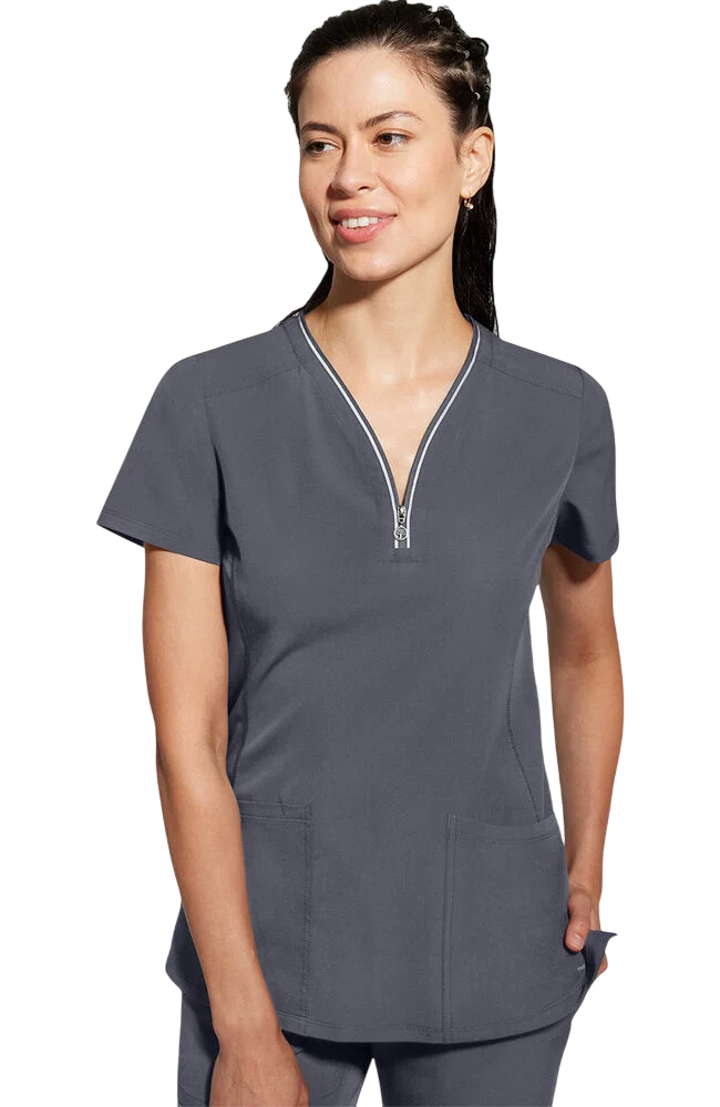 Women's Scrub Set: Sonia Zip Y-Neck Top & Nisha Knit Waistband Pant