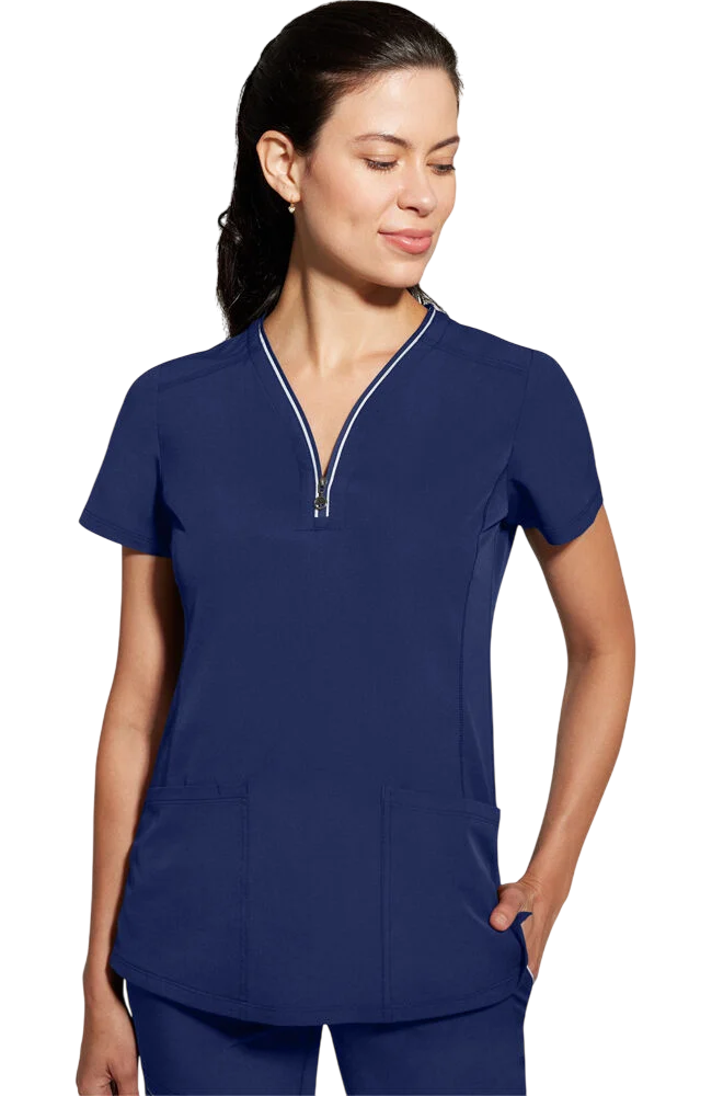 Women's Scrub Set: Sonia Zip Y-Neck Top & Nisha Knit Waistband Pant