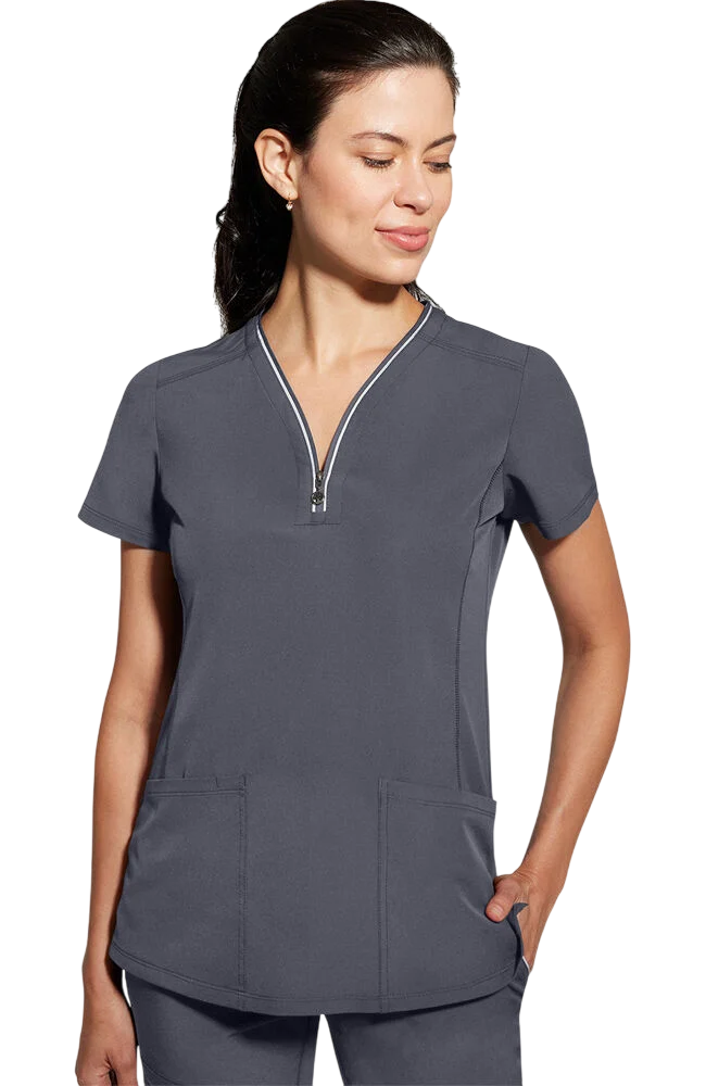 Women's Scrub Set: Sonia Zip Y-Neck Top & Nisha Knit Waistband Pant