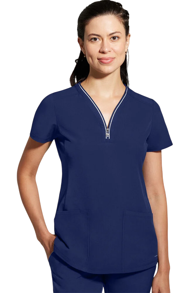 Women's Scrub Set: Sonia Zip Y-Neck Top & Nisha Knit Waistband Pant