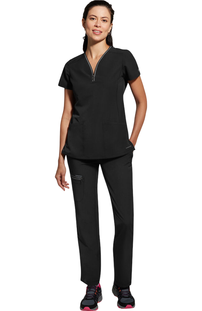 Women's Scrub Set: Sonia Zip Y-Neck Top & Nisha Knit Waistband Pant